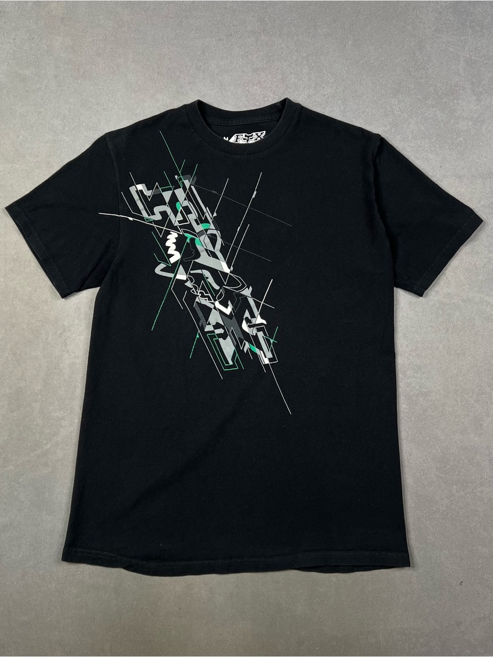 Fox Black Short-Sleeve Tee with Green and Gray Graphic